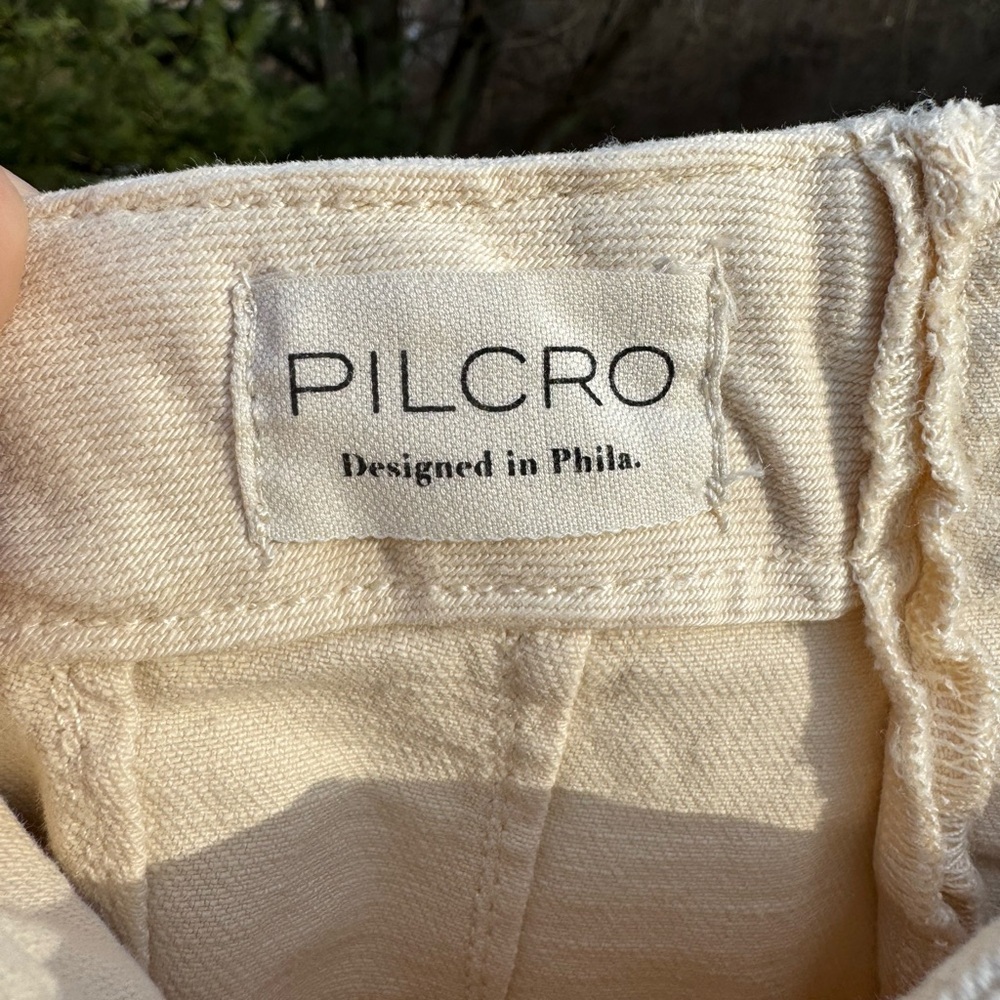 Pilcro Anthropologie Crop Pants/Jeans Size 23Tall Cream Back Tie Lace Up NWTS - Picture 6 of 9